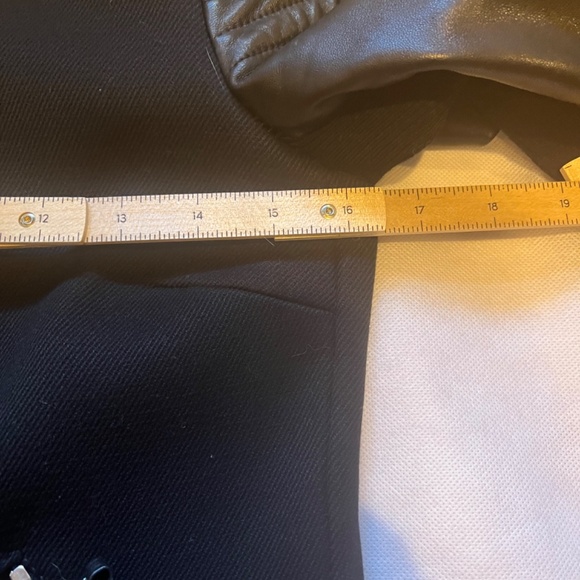 REBECCA TAYLOR Moto Biker Leather Quilted Twill Quilt Oversized Jacket 2‎ XS - Picture 13 of 14